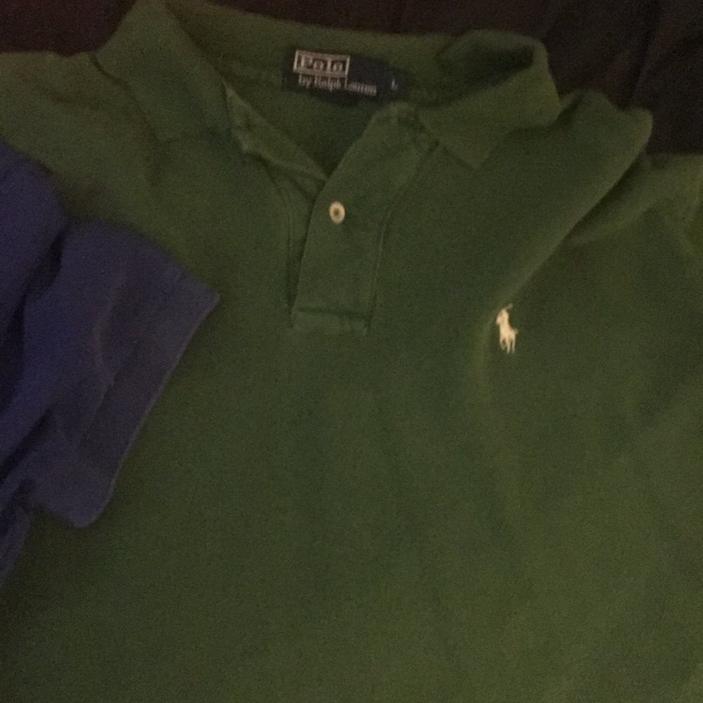 2 Ralph Lauren Polo Shirts Green and Blue Large